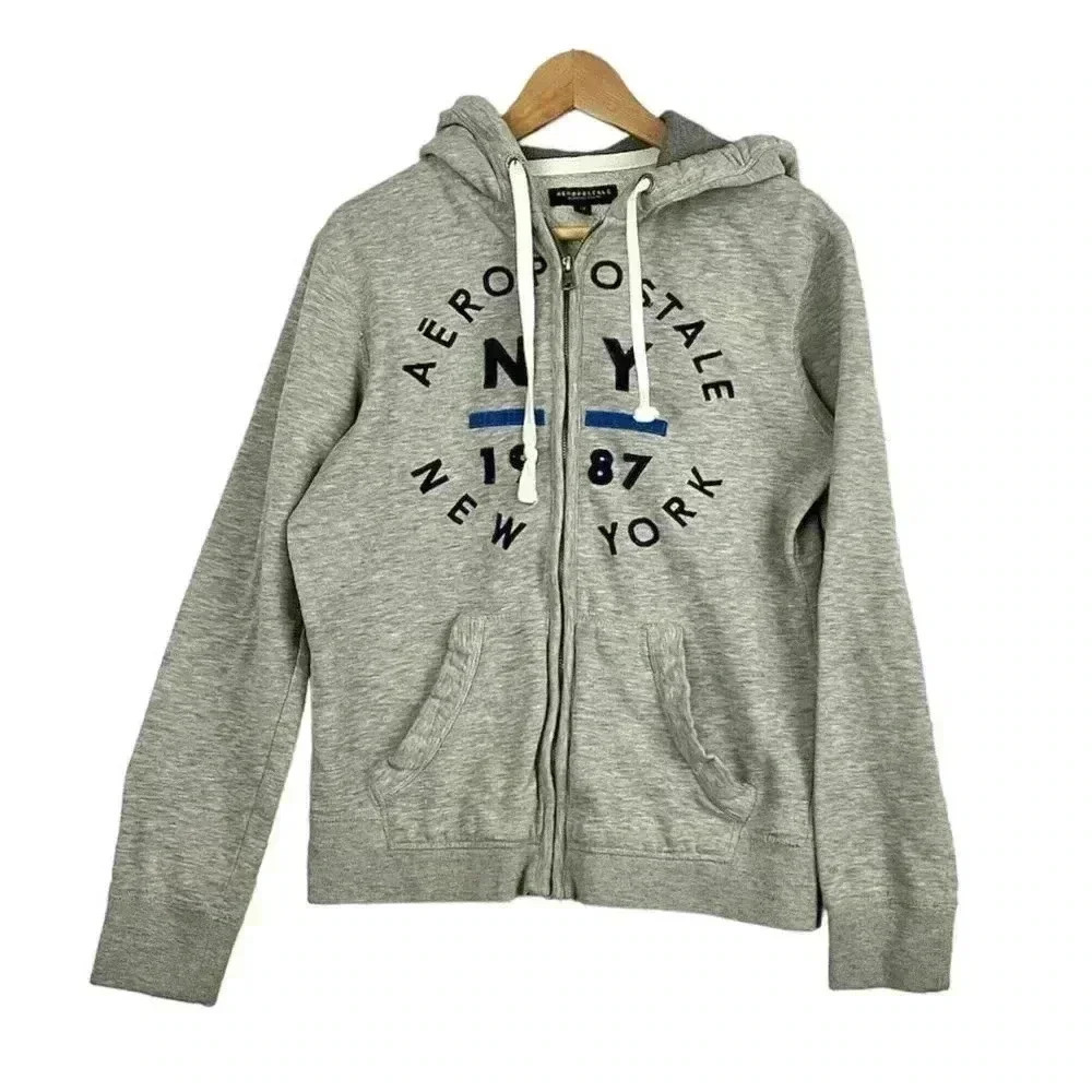 Aeropostale Gray Full‎ Zip Hoodie Sweatshirt SMALL Womens